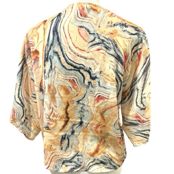Lovestitch Marble Print Tie-Front Blouse - Picture 3 of 8